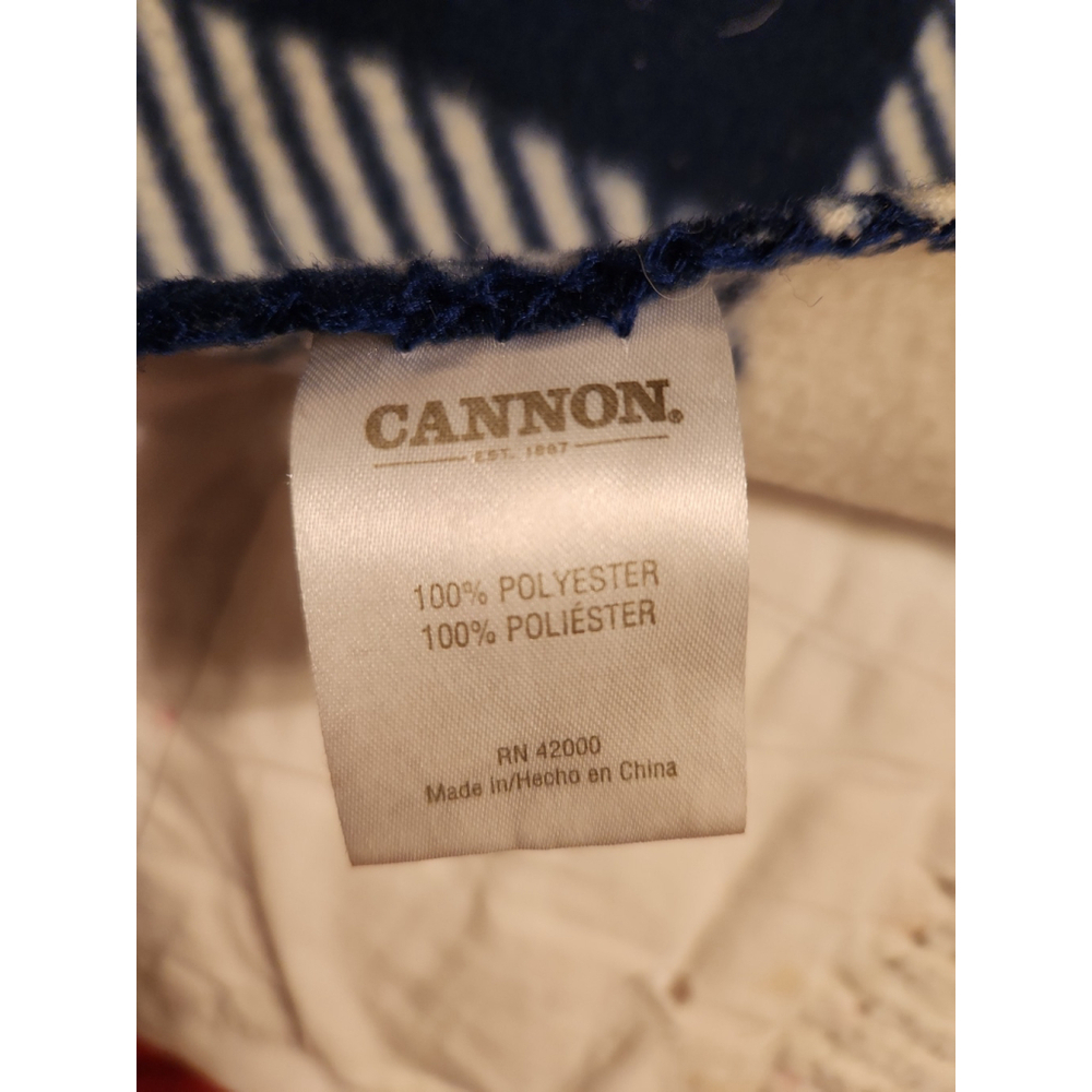 Cannon buffalo check plaid fleece 100% polyester throw blanket 58X49 blue white - Picture 4 of 6